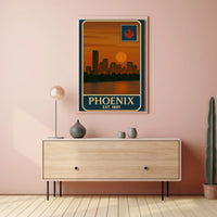 Vintage Phoenix Skyline Sunrise Travel Poster PosterGoat