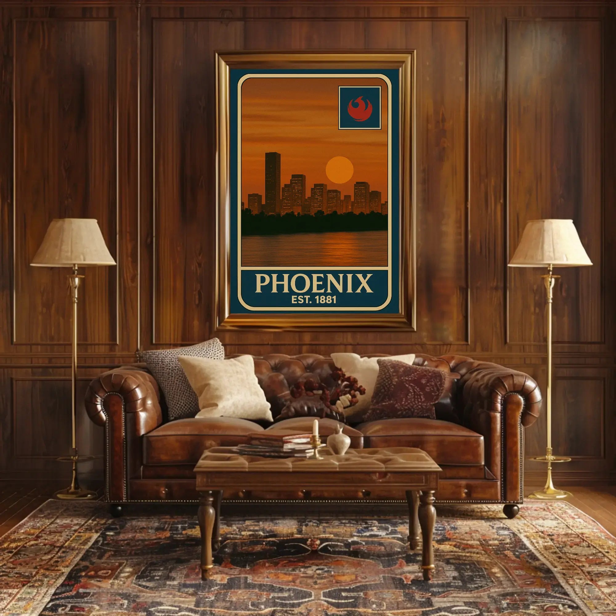 Vintage Phoenix Skyline Sunrise Travel Poster PosterGoat