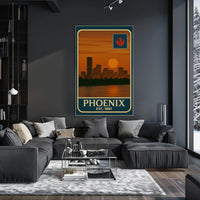 Vintage Phoenix Skyline Sunrise Travel Poster PosterGoat