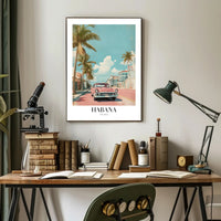 Vintage Pink Car in Havana Urban or Cityscape Poster PosterGoat