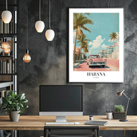 Vintage Pink Car in Havana Urban or Cityscape Poster PosterGoat