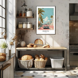 Vintage Pink Car in Havana Urban or Cityscape Poster PosterGoat