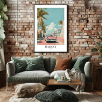 Vintage Pink Car in Havana Urban or Cityscape Poster PosterGoat