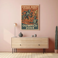 Vintage Robot Olympics Retro Sports Poster PosterGoat