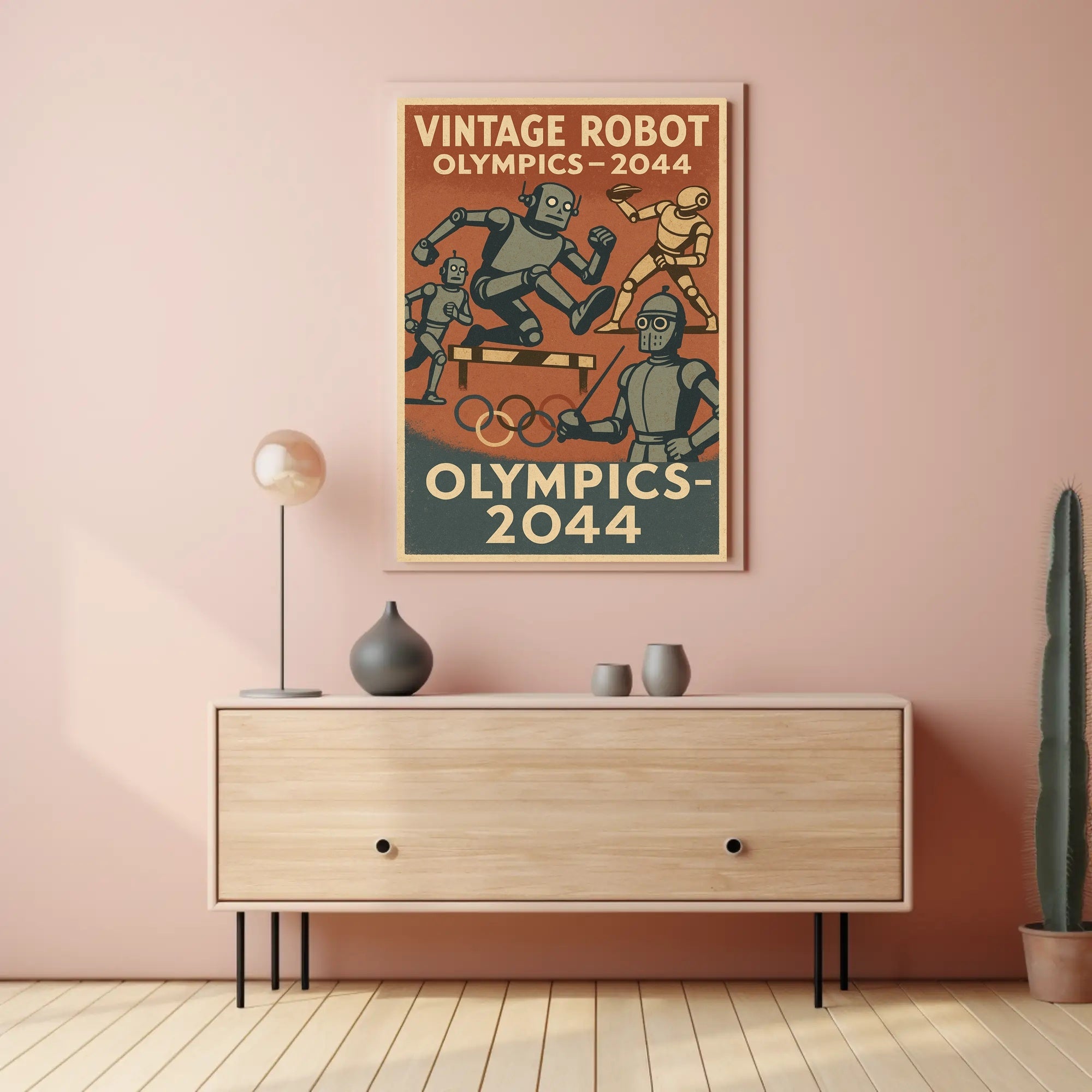 Vintage Robot Olympics Retro Sports Poster PosterGoat