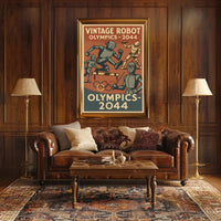 Vintage Robot Olympics Retro Sports Poster PosterGoat