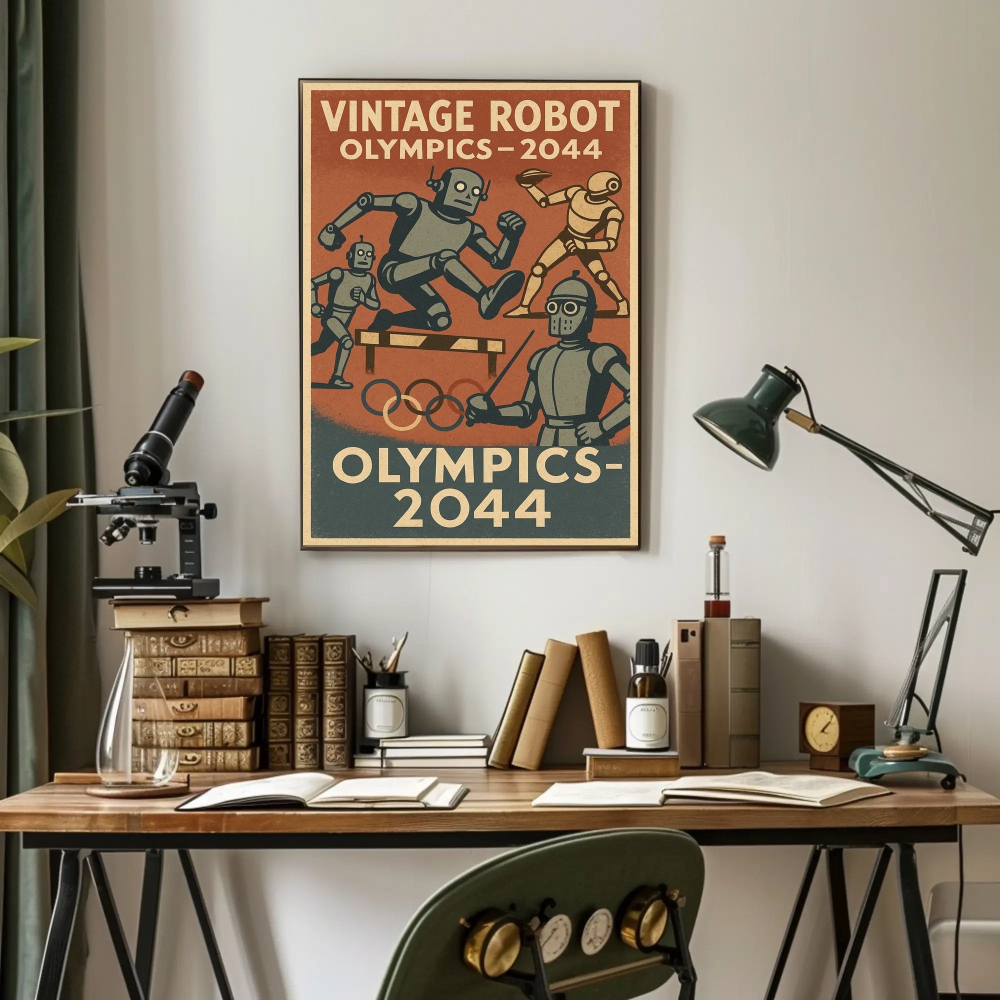 Vintage Robot Olympics Retro Sports Poster PosterGoat