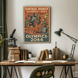 Vintage Robot Olympics Retro Sports Poster PosterGoat