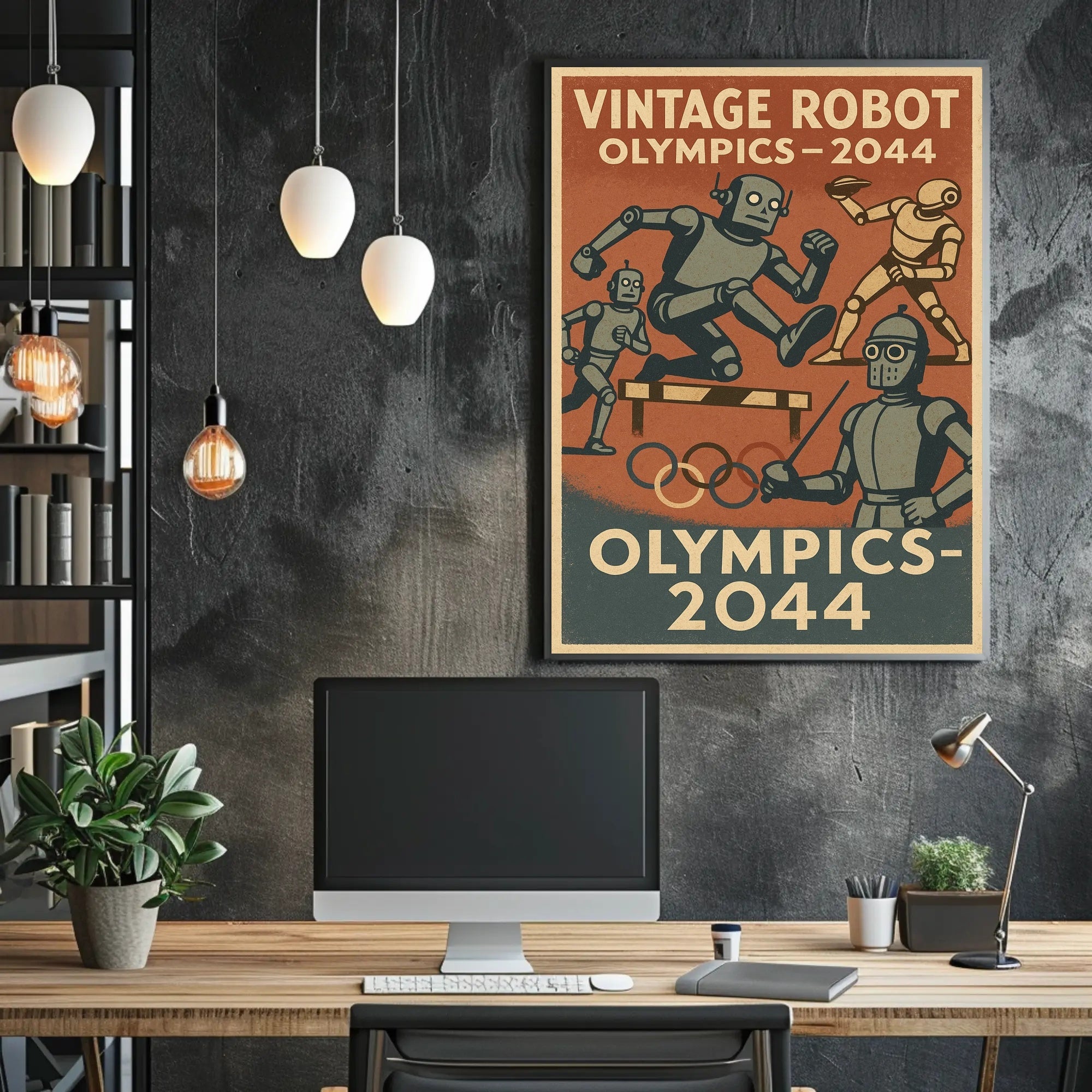 Vintage Robot Olympics Retro Sports Poster PosterGoat