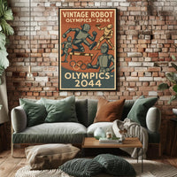 Vintage Robot Olympics Retro Sports Poster PosterGoat