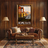 Vintage Rome Travel Poster with Classical Ruins and Columns PosterGoat
