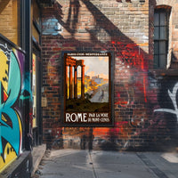 Vintage Rome Travel Poster with Classical Ruins and Columns PosterGoat