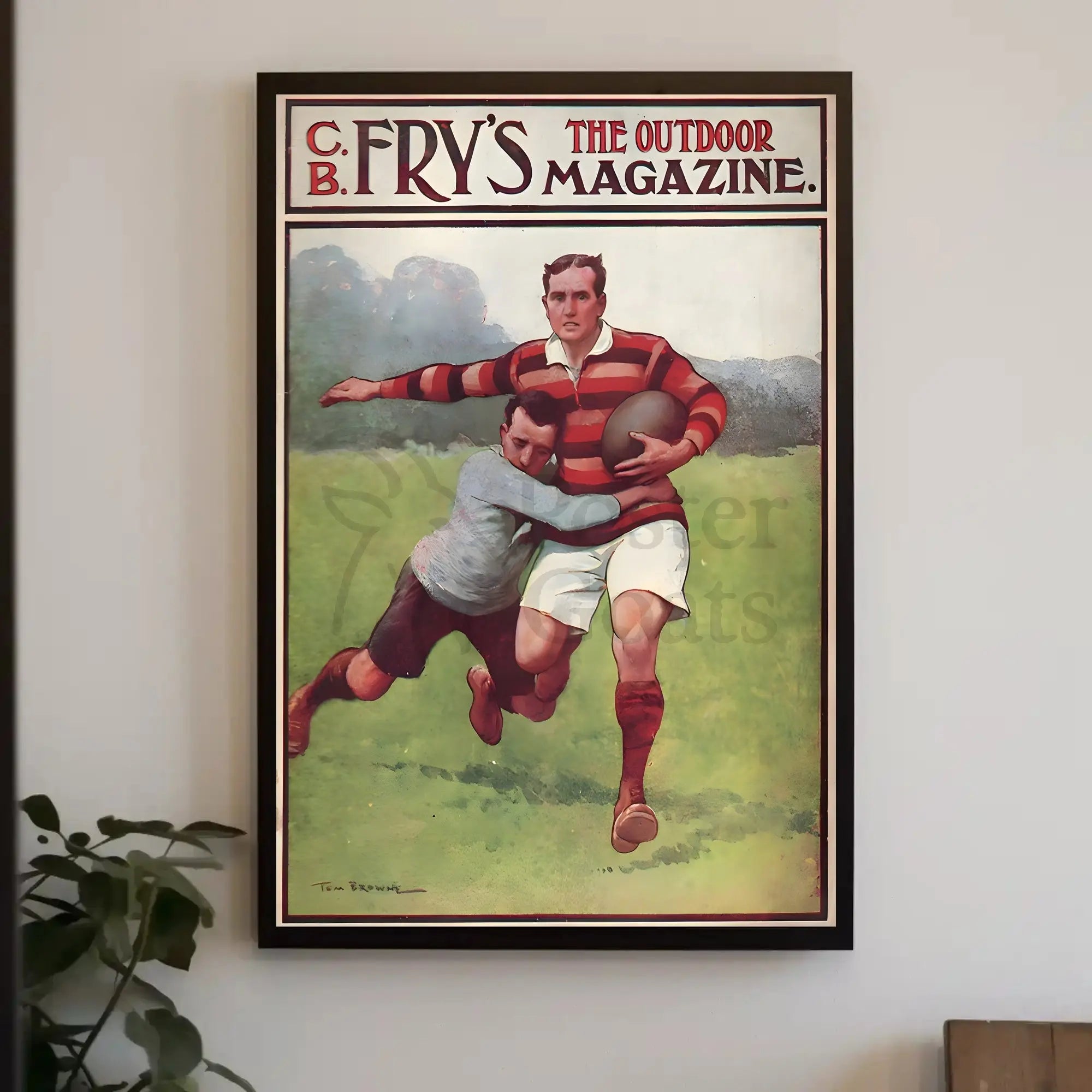Vintage Rugby Action Scene Sports Poster PosterGoat