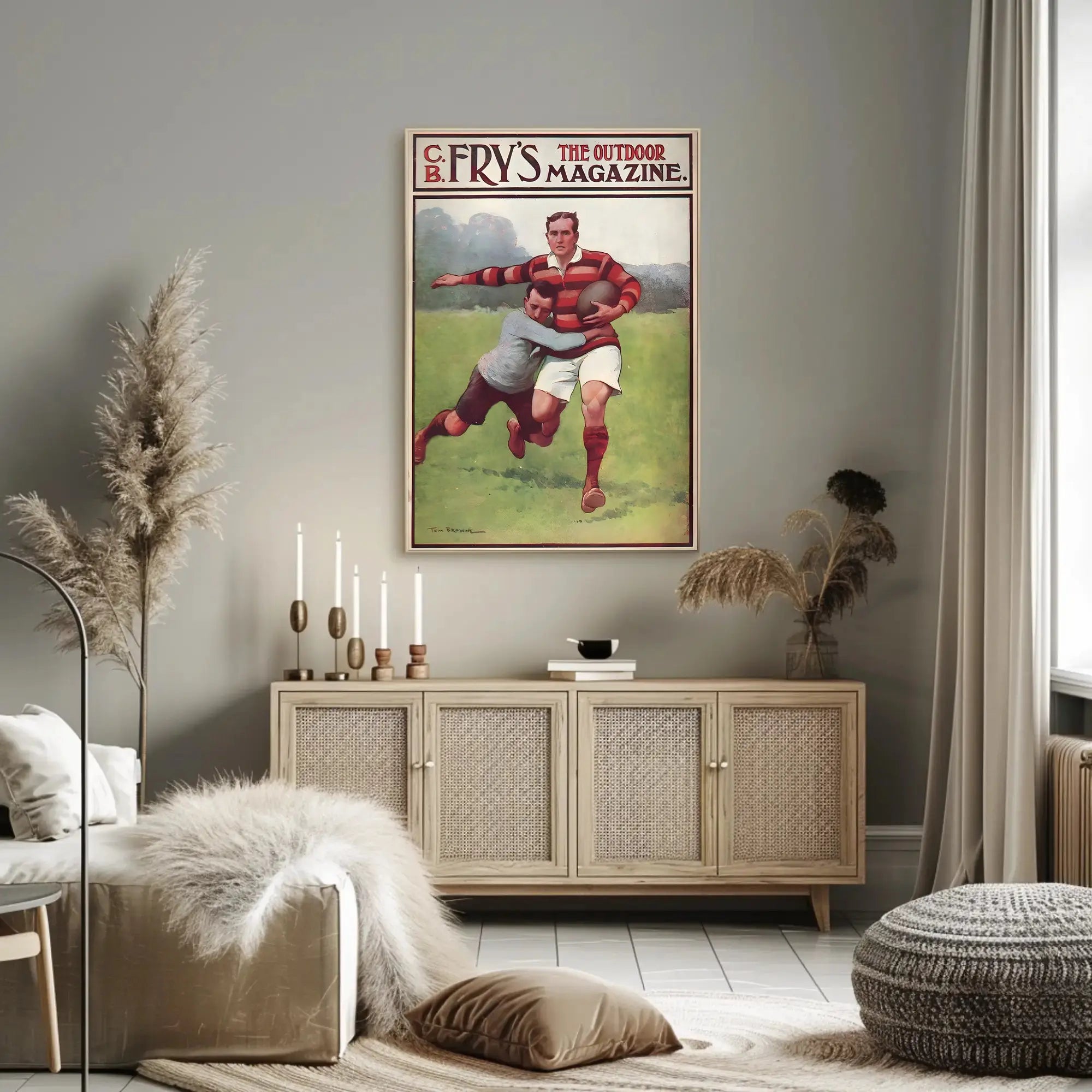 Vintage Rugby Action Scene Sports Poster PosterGoat