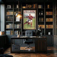 Vintage Rugby Action Scene Sports Poster PosterGoat