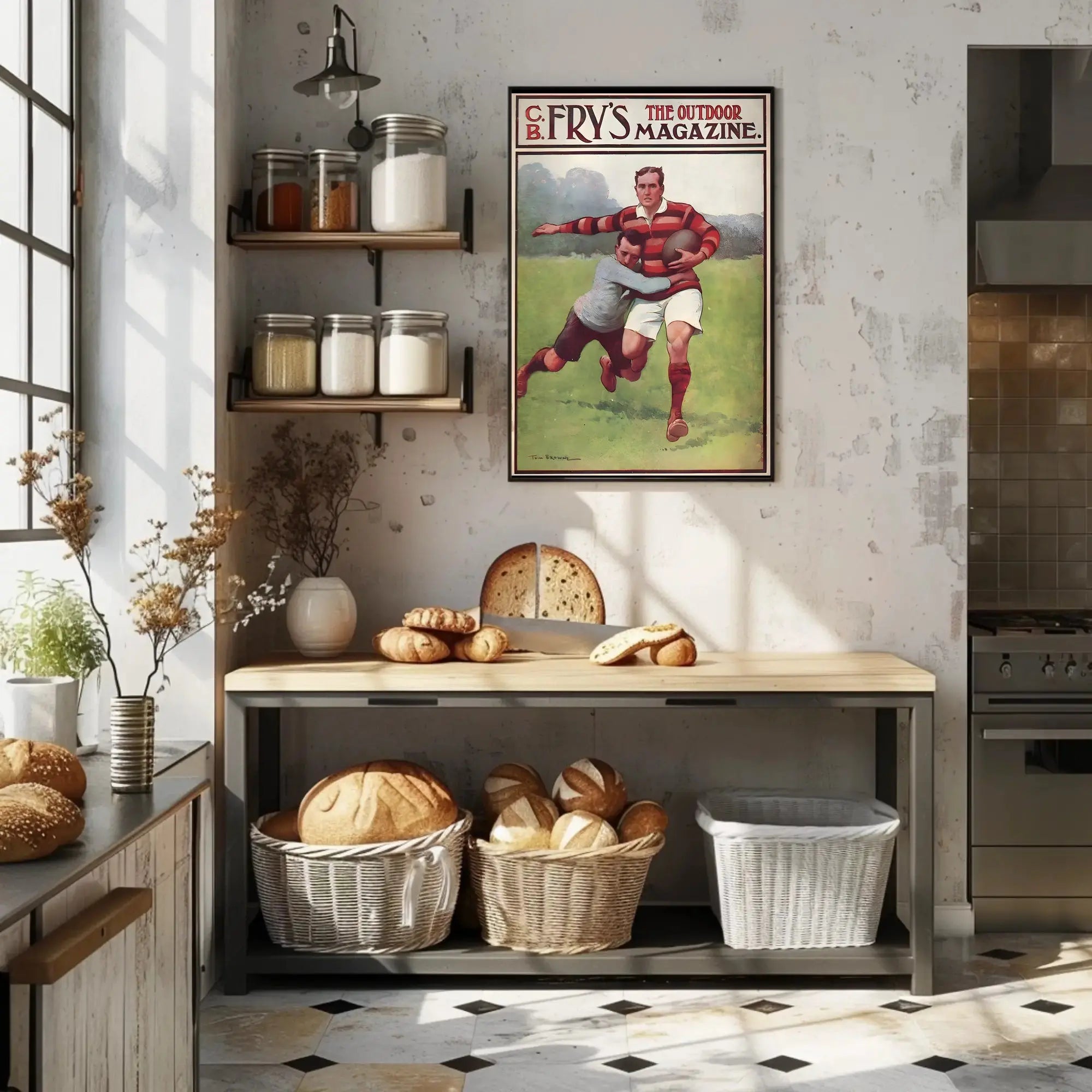 Vintage Rugby Action Scene Sports Poster PosterGoat