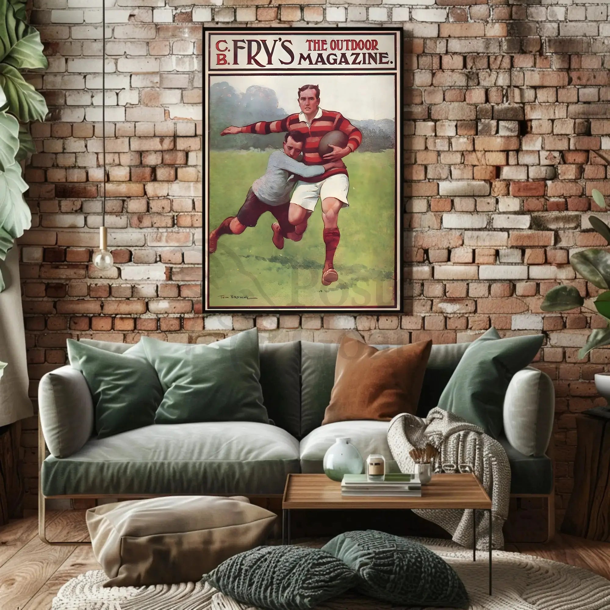 Vintage Rugby Action Scene Sports Poster PosterGoat
