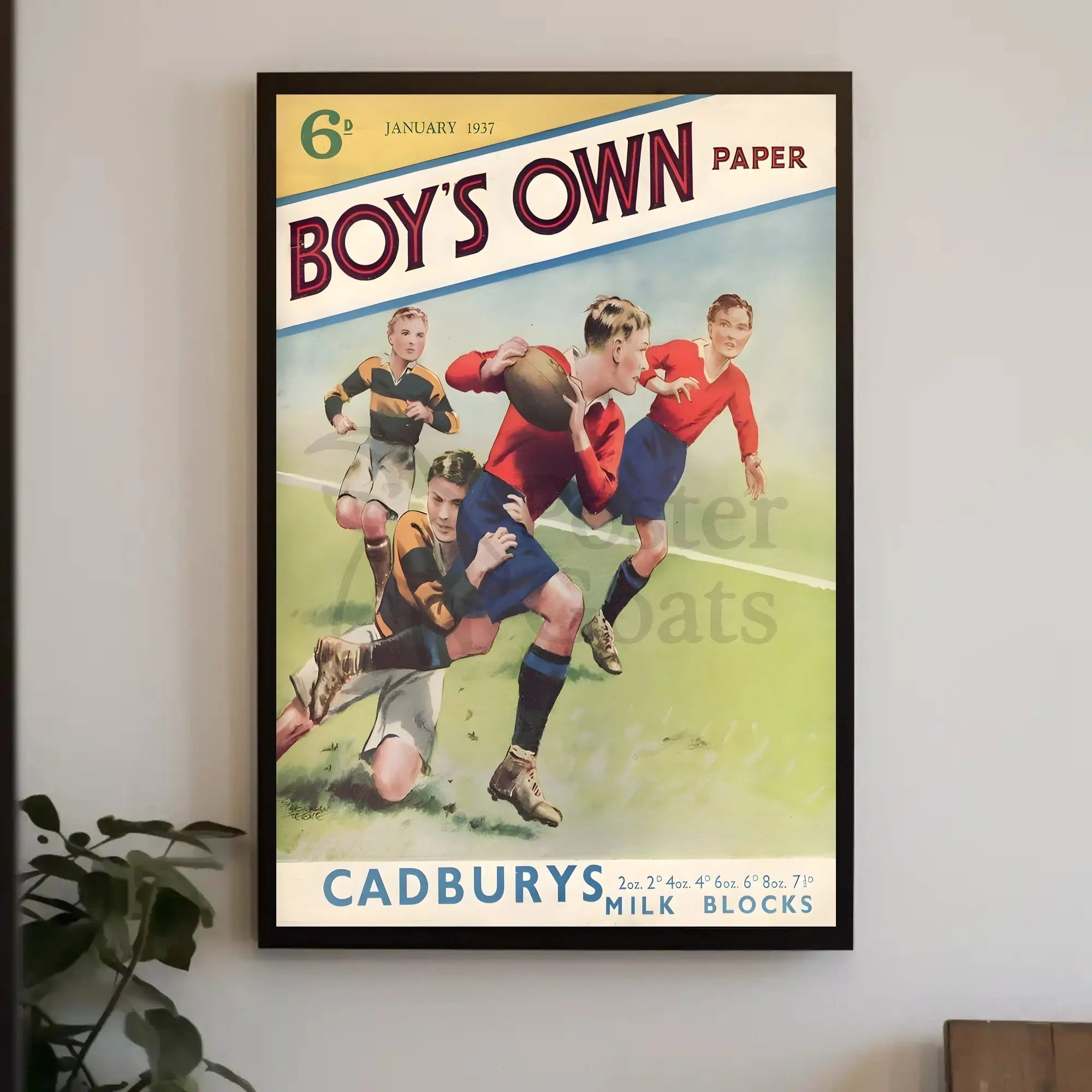 Vintage Rugby Match Illustration from 1937 Sports Poster PosterGoat