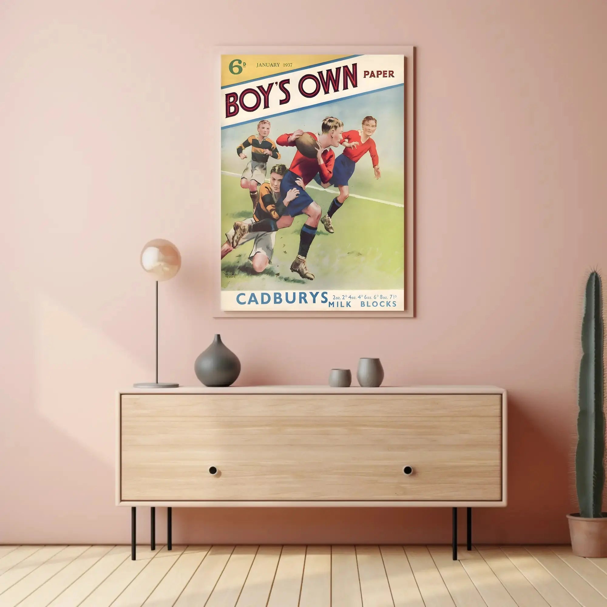 Vintage Rugby Match Illustration from 1937 Sports Poster PosterGoat