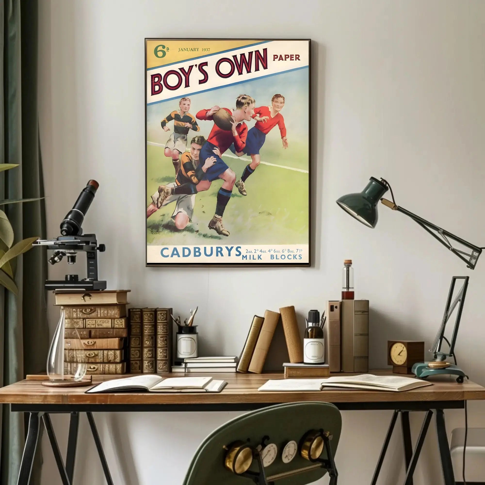 Vintage Rugby Match Illustration from 1937 Sports Poster PosterGoat