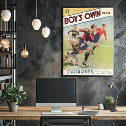Vintage Rugby Match Illustration from 1937 Sports Poster PosterGoat