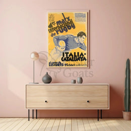 Vintage Rugby Match Italy Catalonia Sports Poster PosterGoat