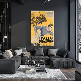 Vintage Rugby Match Italy Catalonia Sports Poster PosterGoat