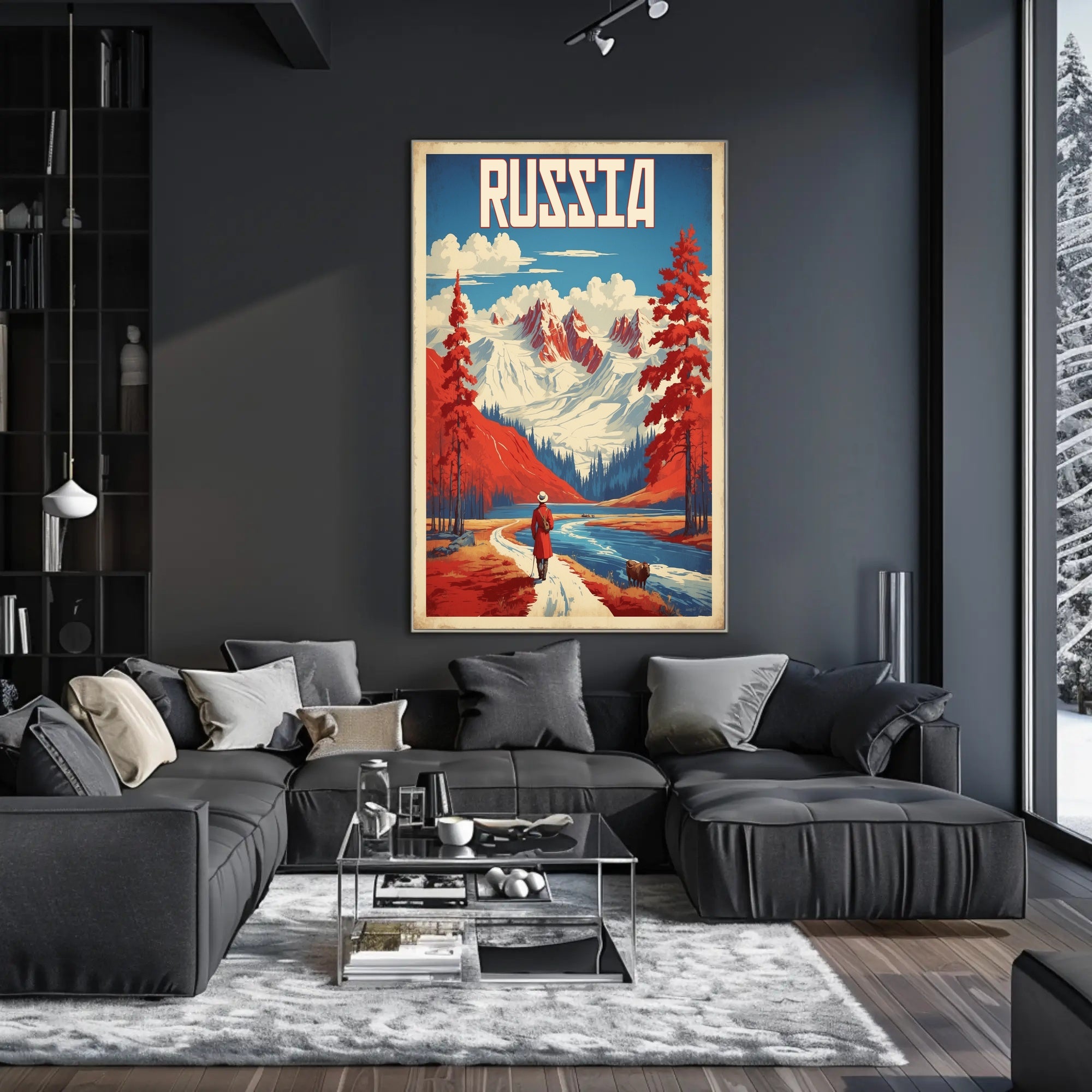 Vintage Russian Landscape Explorer Travel Poster PosterGoat