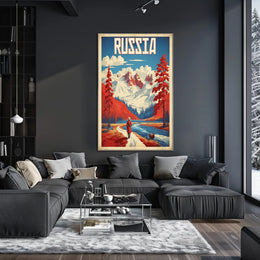 Vintage Russian Landscape Explorer Travel Poster PosterGoat