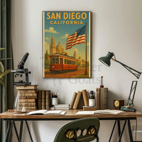 Vintage San Diego Trolley Travel Poster PosterGoat