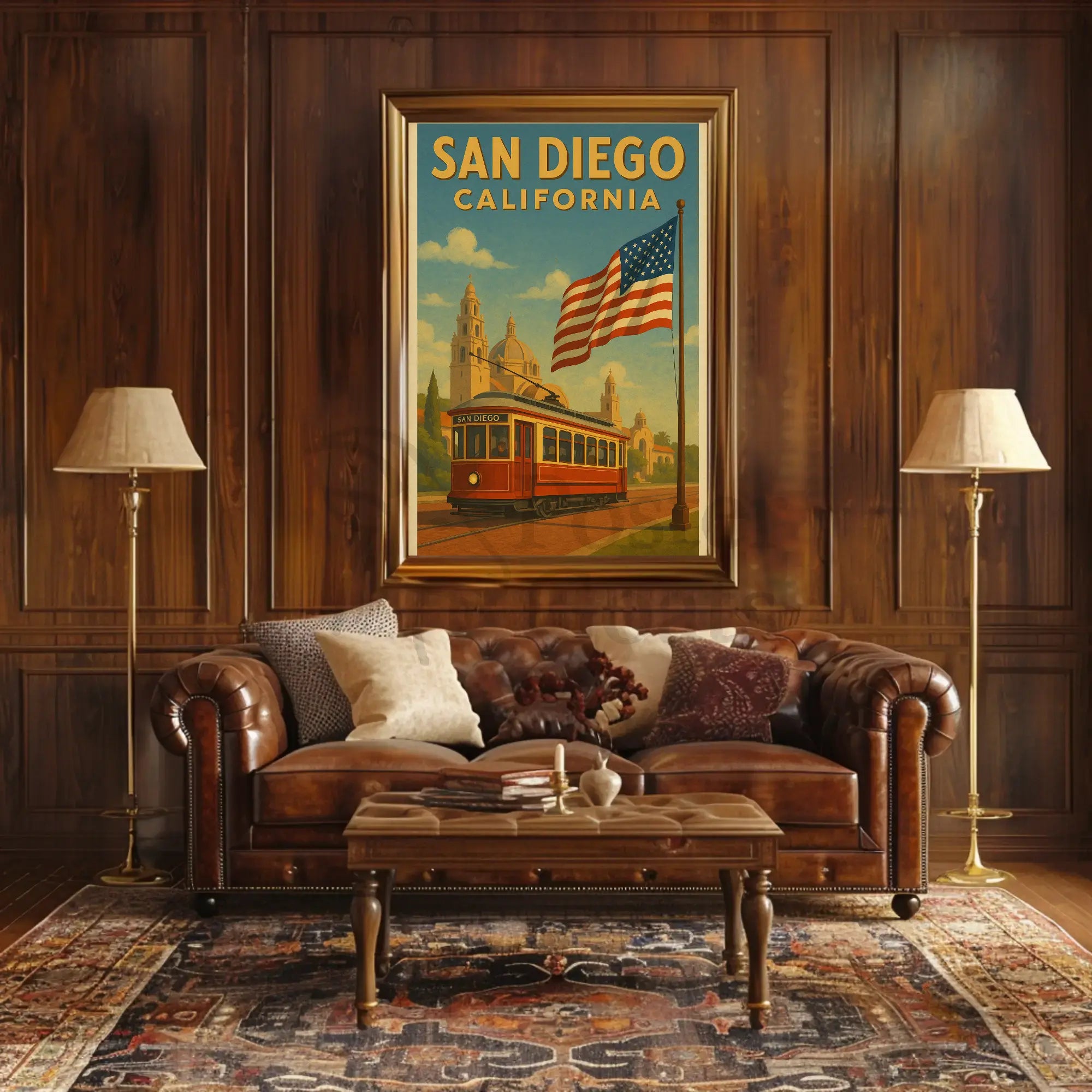Vintage San Diego Trolley Travel Poster PosterGoat
