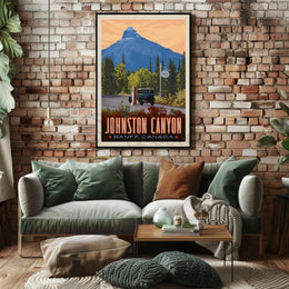 Vintage Scenic Johnston Canyon Travel Adventure Poster PosterGoat