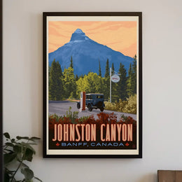 Vintage Scenic Johnston Canyon Travel Adventure Poster PosterGoat