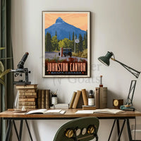 Vintage Scenic Johnston Canyon Travel Adventure Poster PosterGoat