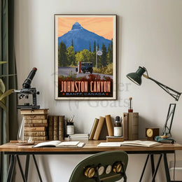 Vintage Scenic Johnston Canyon Travel Adventure Poster PosterGoat