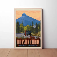 Vintage Scenic Johnston Canyon Travel Adventure Poster PosterGoat
