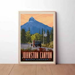 Vintage Scenic Johnston Canyon Travel Adventure Poster PosterGoat
