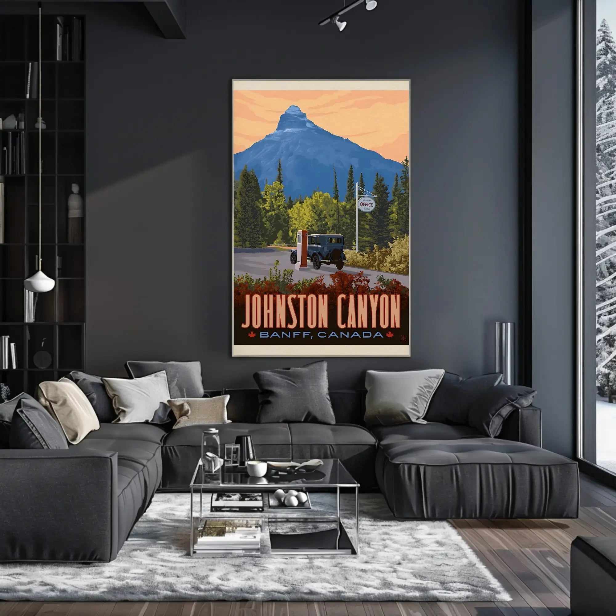 Vintage Scenic Johnston Canyon Travel Adventure Poster PosterGoat