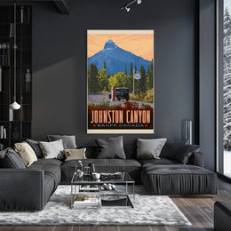 Vintage Scenic Johnston Canyon Travel Adventure Poster PosterGoat