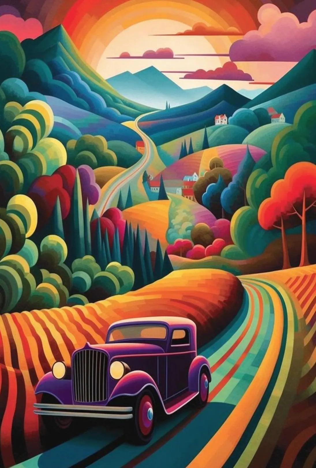 Vintage Scenic Road Adventure Travel Poster PosterGoat