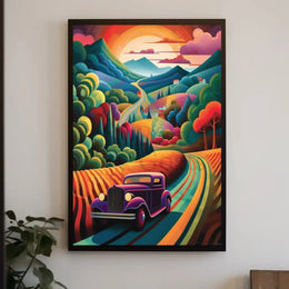Vintage Scenic Road Adventure Travel Poster PosterGoat