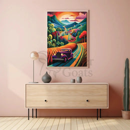 Vintage Scenic Road Adventure Travel Poster PosterGoat