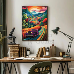 Vintage Scenic Road Adventure Travel Poster PosterGoat
