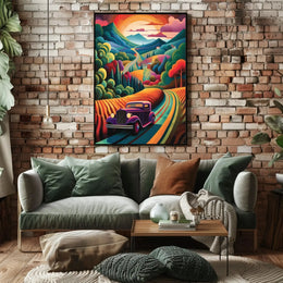 Vintage Scenic Road Adventure Travel Poster PosterGoat