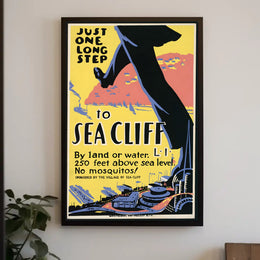 Vintage Sea Cliff Travel Promotion: Bold Mid-Century Modern Poster PosterGoat
