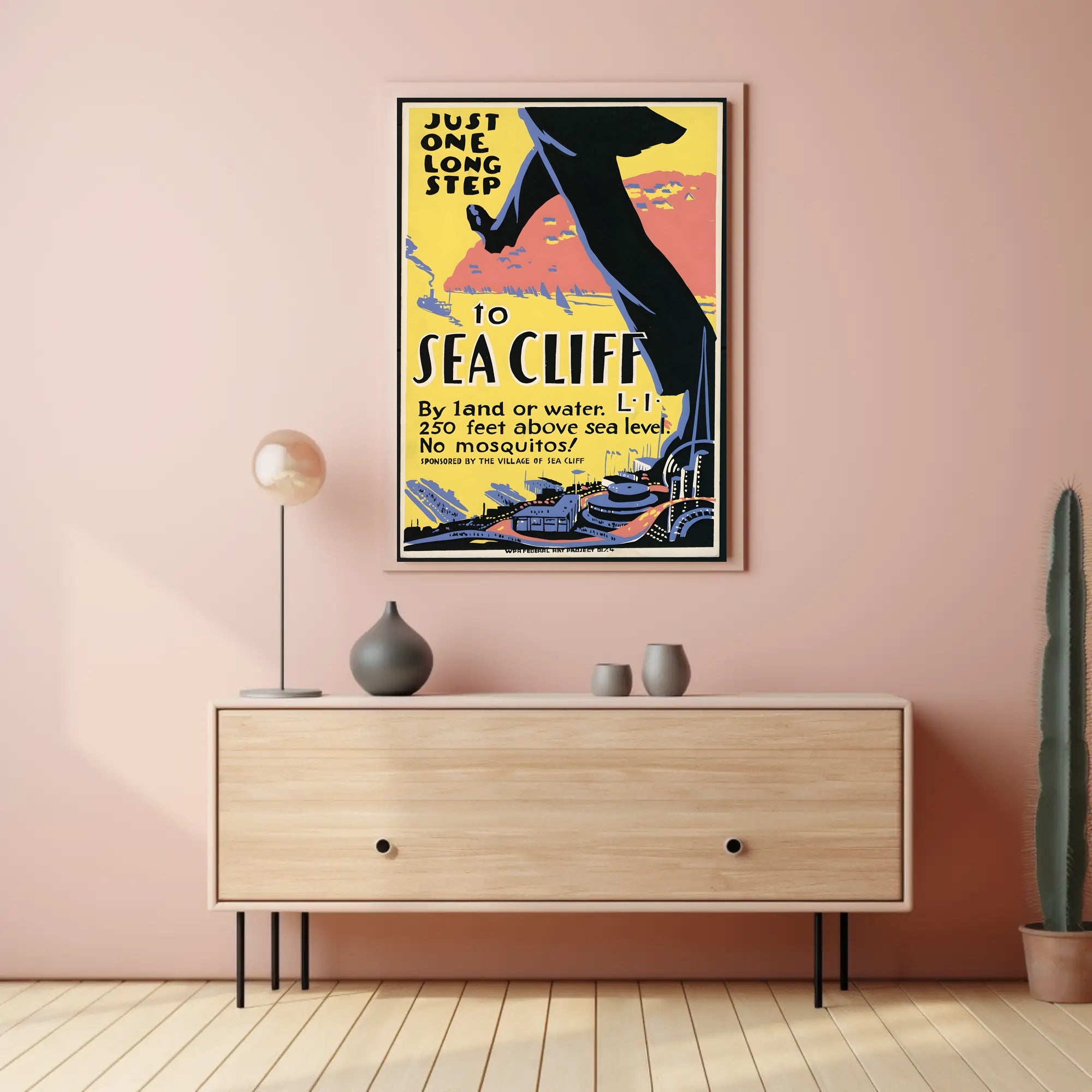 Vintage Sea Cliff Travel Promotion: Bold Mid-Century Modern Poster PosterGoat