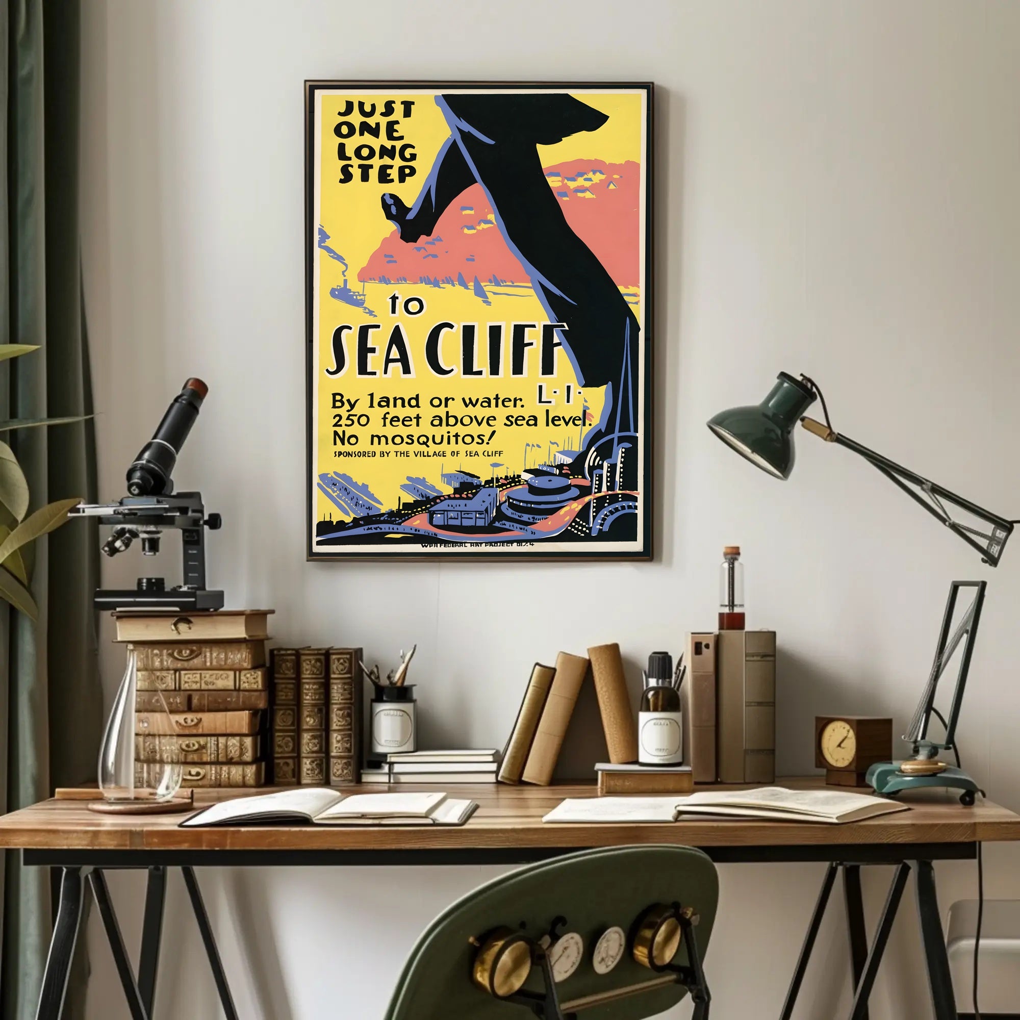 Vintage Sea Cliff Travel Promotion: Bold Mid-Century Modern Poster PosterGoat