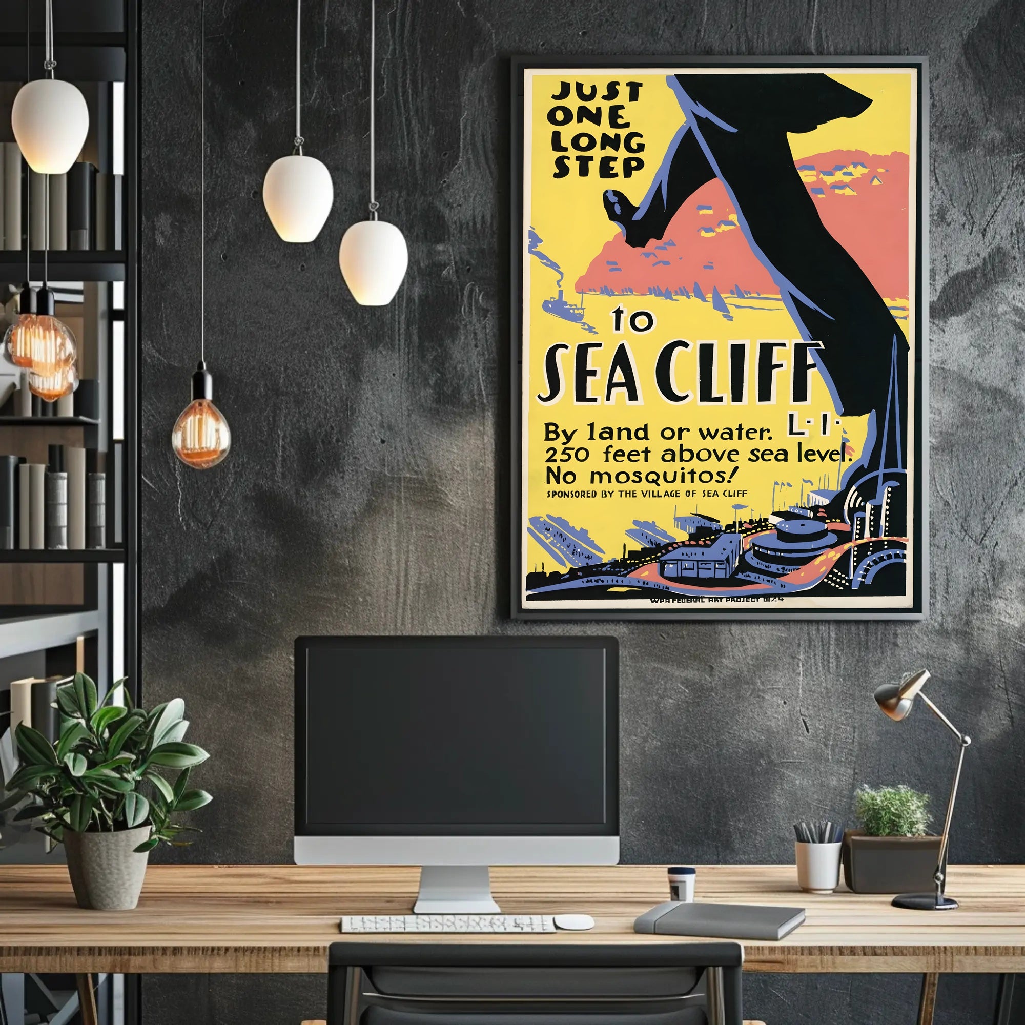 Vintage Sea Cliff Travel Promotion: Bold Mid-Century Modern Poster PosterGoat