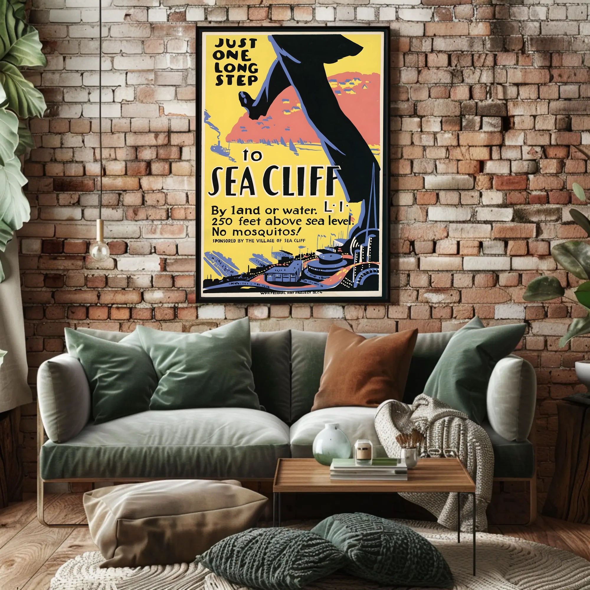 Vintage Sea Cliff Travel Promotion: Bold Mid-Century Modern Poster PosterGoat
