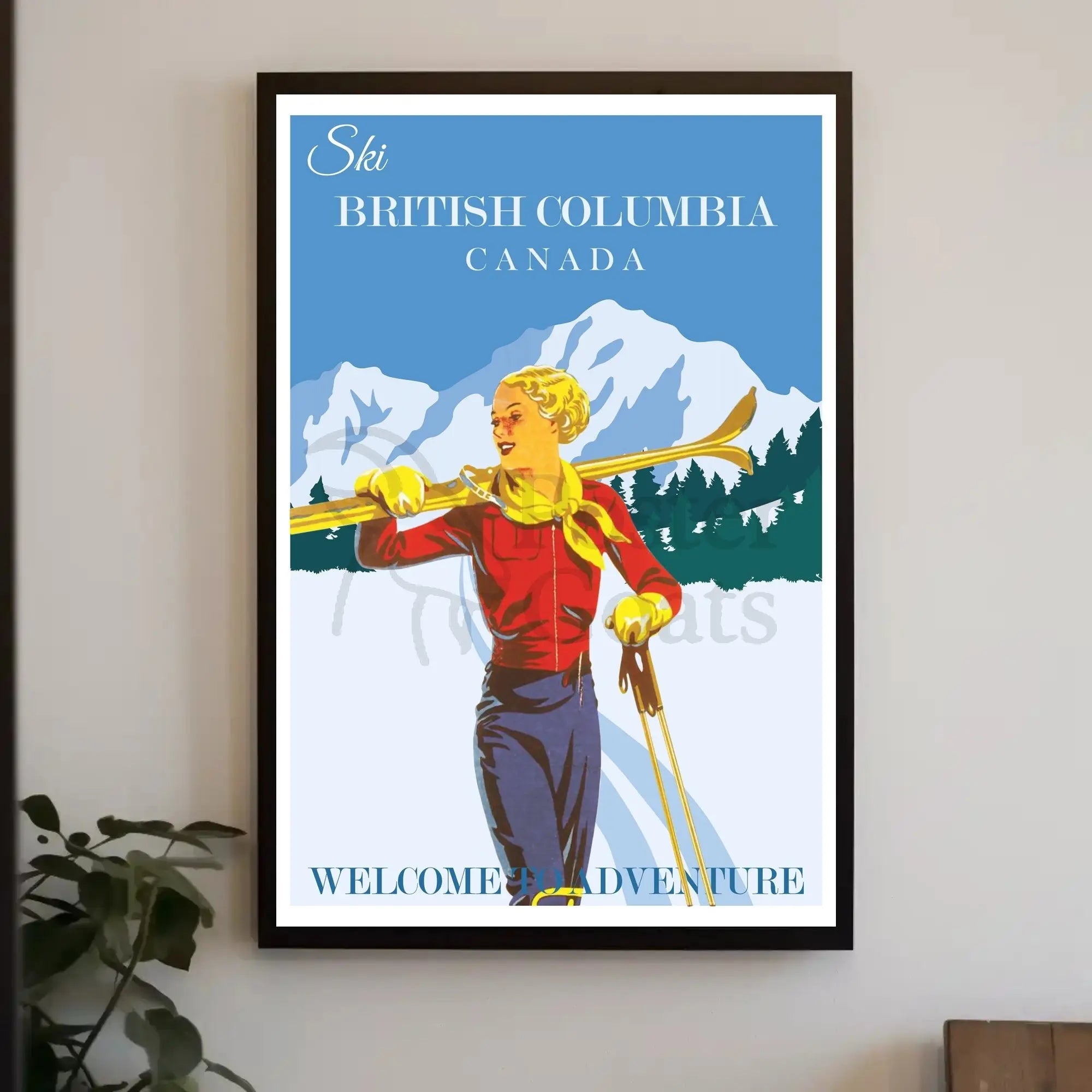Vintage Skiing Adventure Poster - Retro Travel Poster PosterGoat